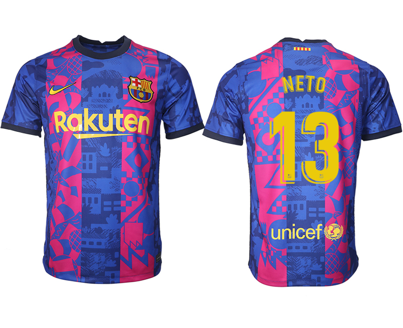 Men 2021-2022 Club Barcelona blue training suit aaa version #13 Soccer Jersey